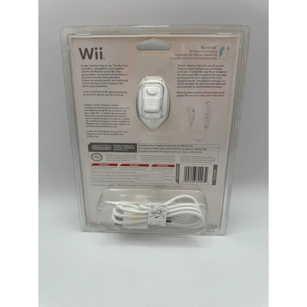 Nintendo Wii Nunchuk Controller White OEM RVL-004 New Sealed